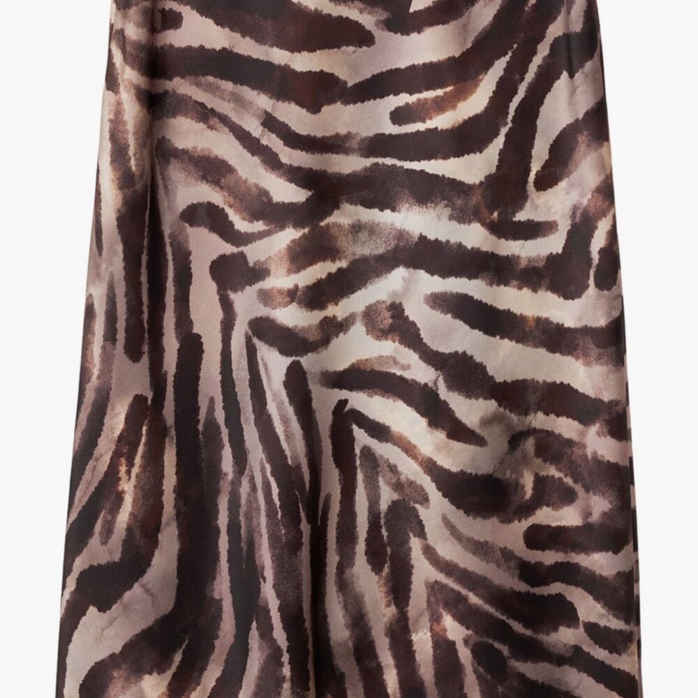 WMNS M Mango MNG Animal Print Midi Slip Skirt BNWT elastic-waist brown zebra max - Picture 14 of 14